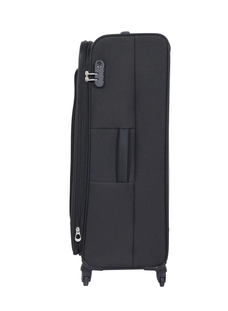 AMERICAN TOURISTER Oakland Suitcase, Check-In Size 78 cm / 29 inch, Spinner Wheels, Soft Top, 100% Polyester, Black|TSA Lock|Front Pocket Storage Compartment|Expandable - 3 Years International Warranty
